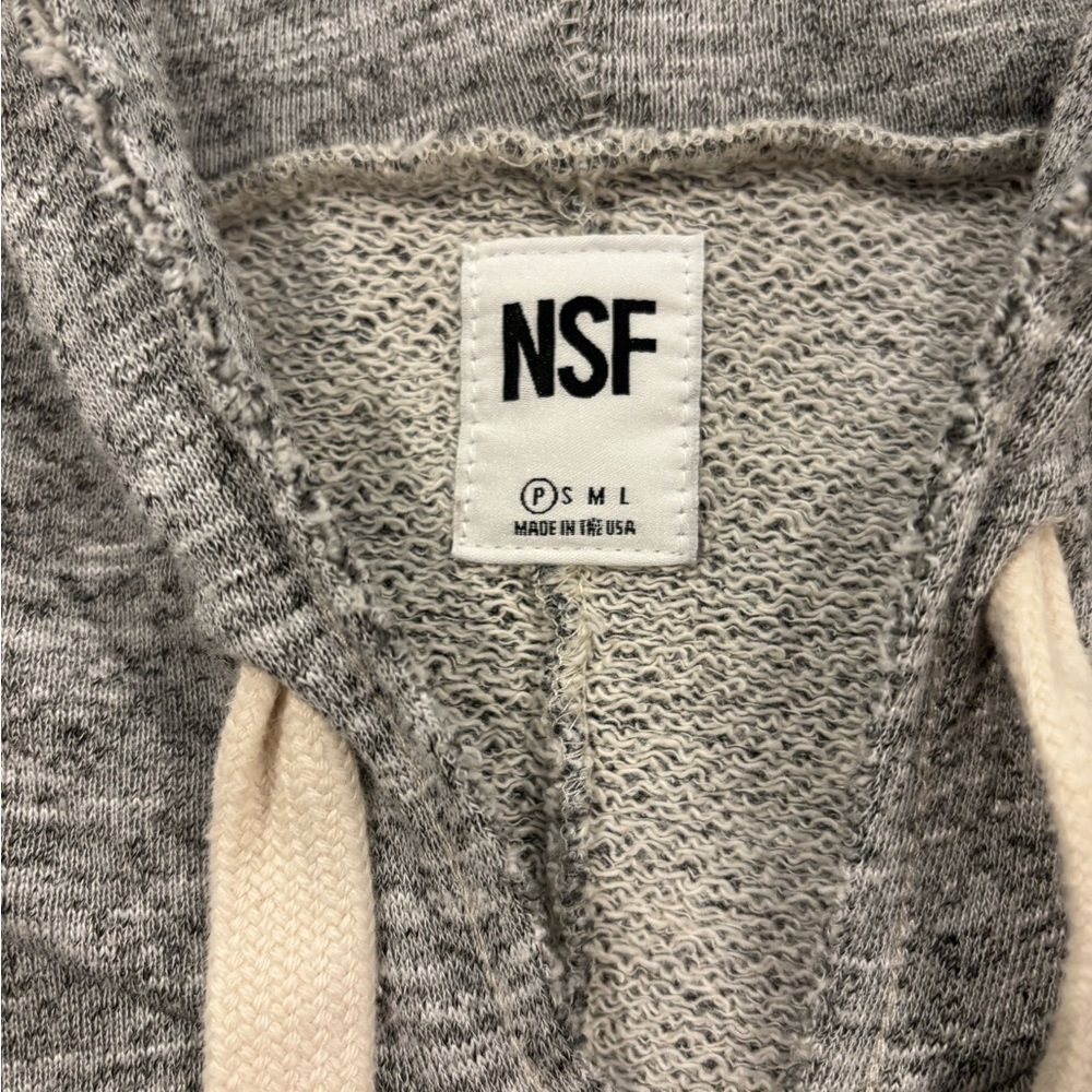 NSF Heather Gray Zip Hoodie Petite Small Made USA Minimalist Luxe Athleisure - Picture 9 of 10